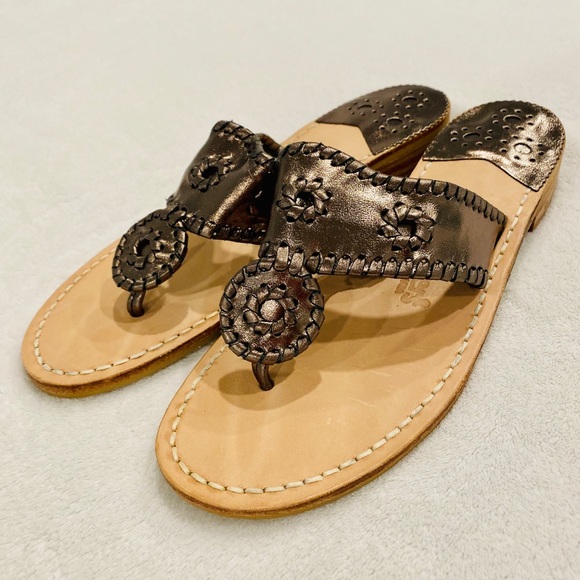 NEW RARE Jack Rogers Navajo Flats Sandals Pewter - Picture 3 of 8